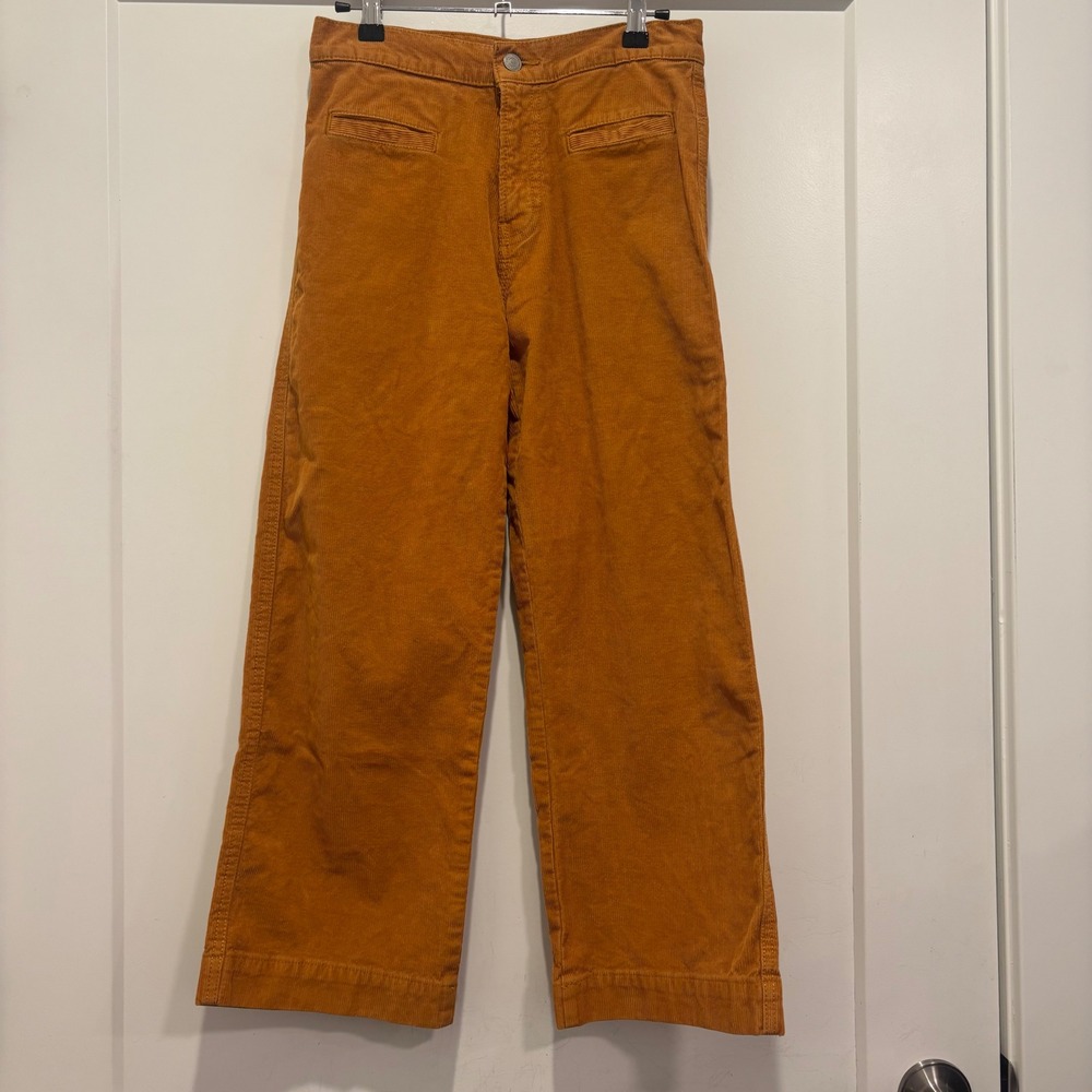 Lucky Brand Womens Orange Corduroy Wide Leg Cropped Pants Size 2/26